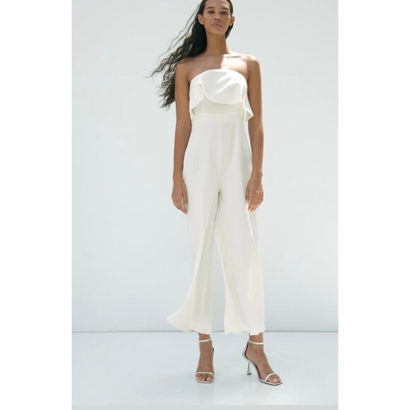 Zara Pants - NWT ZARA STRAIGHT NECK CAPE JUMPSUIT M